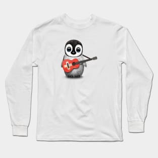 Baby Penguin Playing Swiss Flag Guitar Long Sleeve T-Shirt